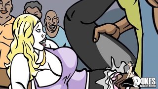 blondie cougar penetrated by immigrants in public