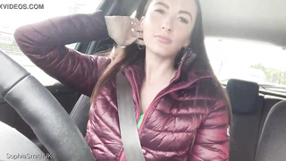 Super-Cute honey is thinking about her paramour's rock rigid shaft while driving to work, in the morning