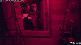 I record a stellar female from the guest room window as she drains.