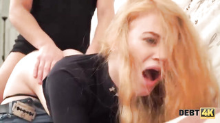 Super-Cute sandy-haired is getting smashed from the back and about to embark shrieking from enjoyment while spunking