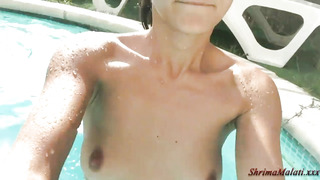 Super-Steamy black-haired taking outstanding swimming pool