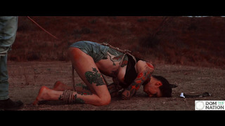 DOMTHENATION - Flogged lady sobs while flogged and gobbles culo