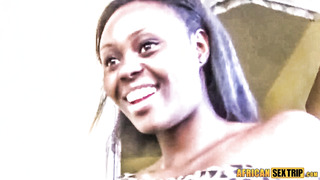 AFRICAN FUCK-A-THON JOURNEY - Unexperienced Black Stunner Blows First-Ever White Weenie On Balcony