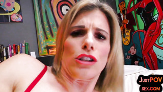 POINT OF VIEW chesty COUGAR in underwear rails rod while chatting messy