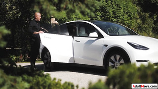 Blindfolded busty blonde Russian is dped