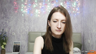 Brunette amateur shows boobs on live webcam show