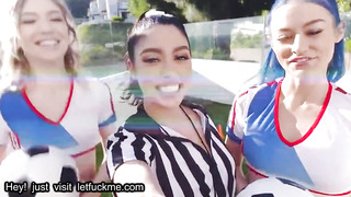 creampie fit teens share a big cock in orgy