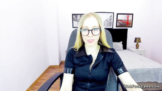 Small tits blonde amateur babe poses on webcam