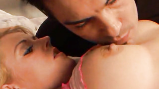 Alluring blonde babe gets fucked on the bed