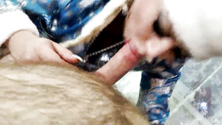 Close-up of mature Santa Nymph's oral job spectacle...))