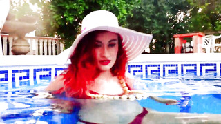 Ariel Ortiz likes to swim in the pool, while her neighbor sees her wank. She is a stunning sandy-haired, who likes to be observed in the pool