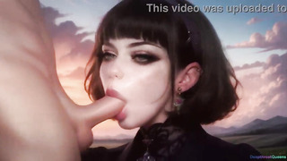 Packing a dark-haired cumslut’s facehole (AI)