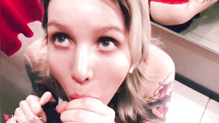 Tatted Dame Public Bj Trouser Snake Beau at the Locker Guest Room