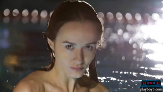 Petite body teen Vi Shy gives swimming pool striptease