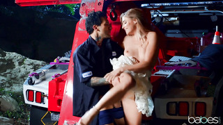 Corded to the tow van, torn up in the cooter